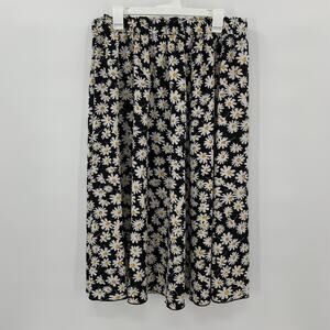 Shein Curve Women 1XL Maxi Skirt Floral Daisy Flowy Feminine Elastic Waist Vacay